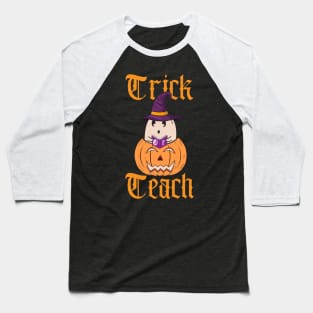Trick Or Teach Ghost With Witch Hat Baseball T-Shirt